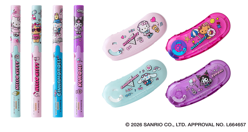 携帯はさみ「フィットカットカーブ ツイッギー」、テープのり「ノリノポッド」 「<限定>サンリオキャラクターズ デザイン」を販売開始